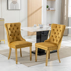 A&A Furniture,Nikki Collection Modern, High-end Tufted Solid Wood Contemporary Velvet Upholstered Dining Chair with Golden Stainless Steel Plating Legs,Nailhead Trim,Set of 2,Gold, SW1601GL - Grand Goldman Shop