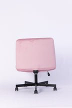 Light Pink Velvet Criss Cross Armless Office Chair with Wheels - Comfortable & Stylish for Home Office, Meditation, and Makeu