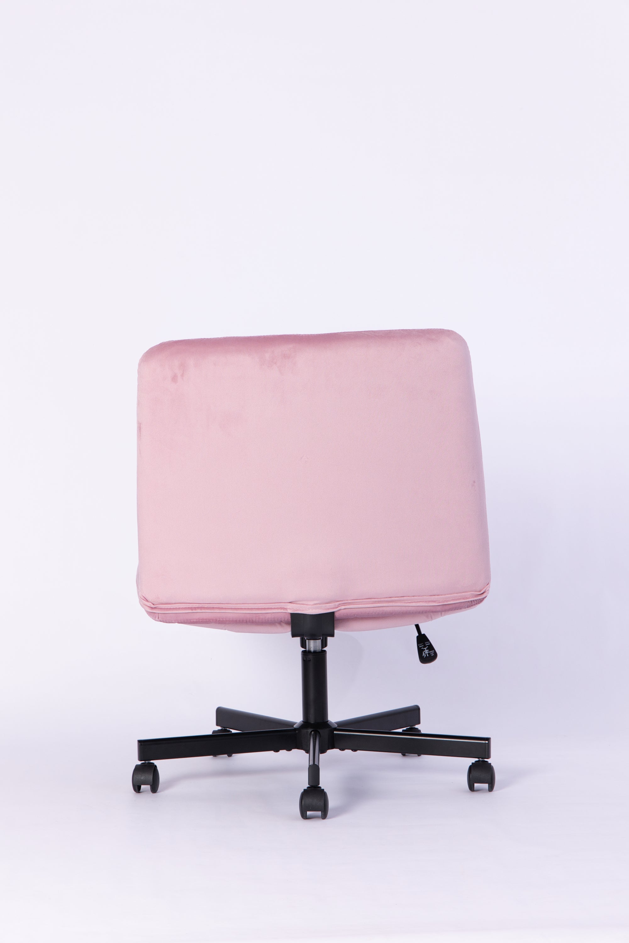 Light Pink Velvet Criss Cross Armless Office Chair with Wheels - Comfortable & Stylish for Home Office, Meditation, and Makeu