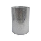 Modern Round Accent Table with Hammered Surface in Silver Iron Frame - Grand Goldman Shop