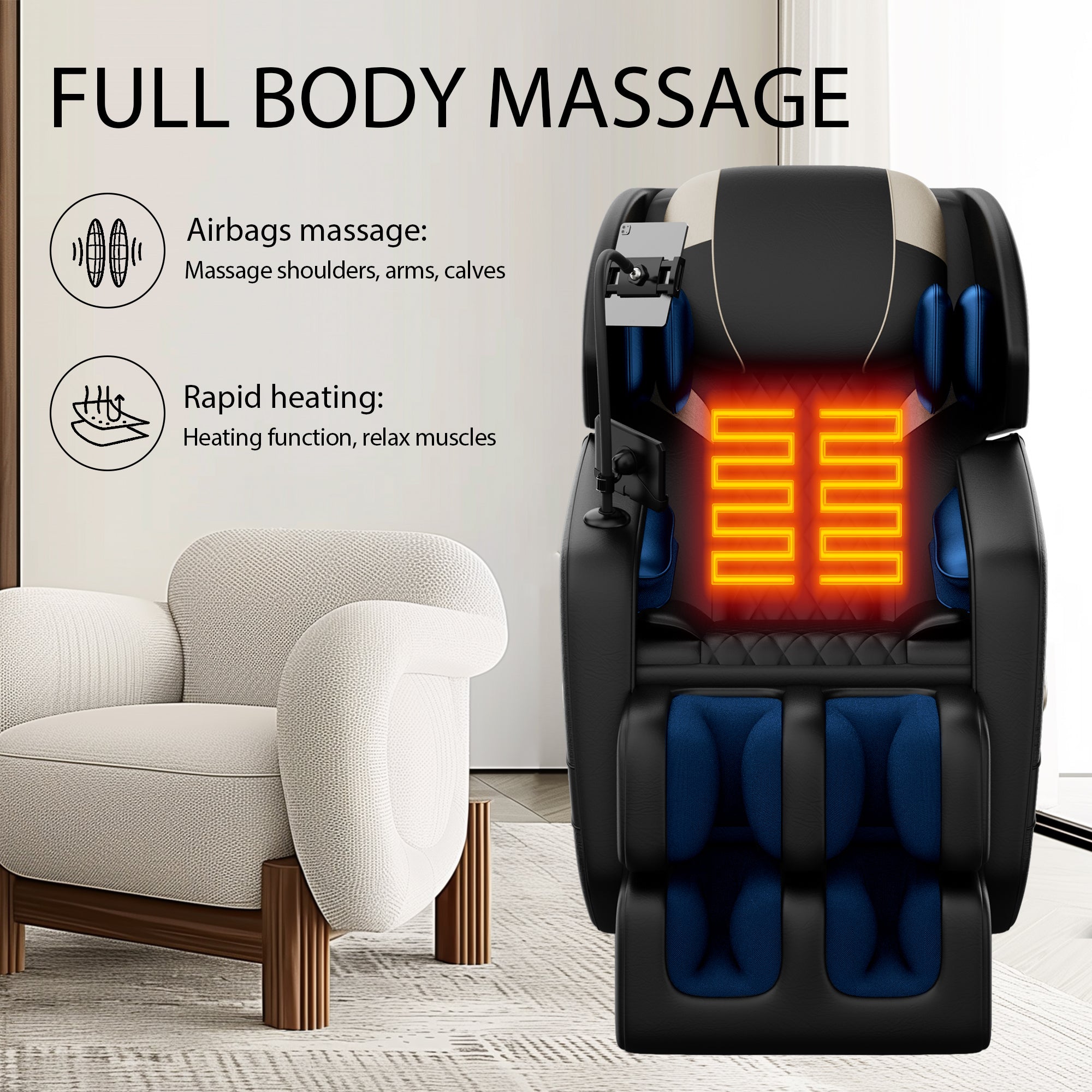 Massage Chair Recliner with Zero Gravity with Full Body Air Pressure - Grand Goldman Shop