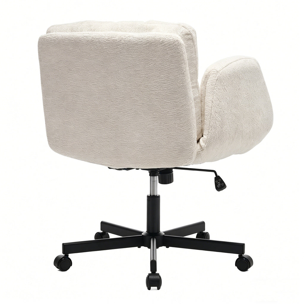 Modern Chenille Swivel Office Chair, Height Adjustable Task Chair with Convertible Multi-Position Armrests,Comfy Double Cushi