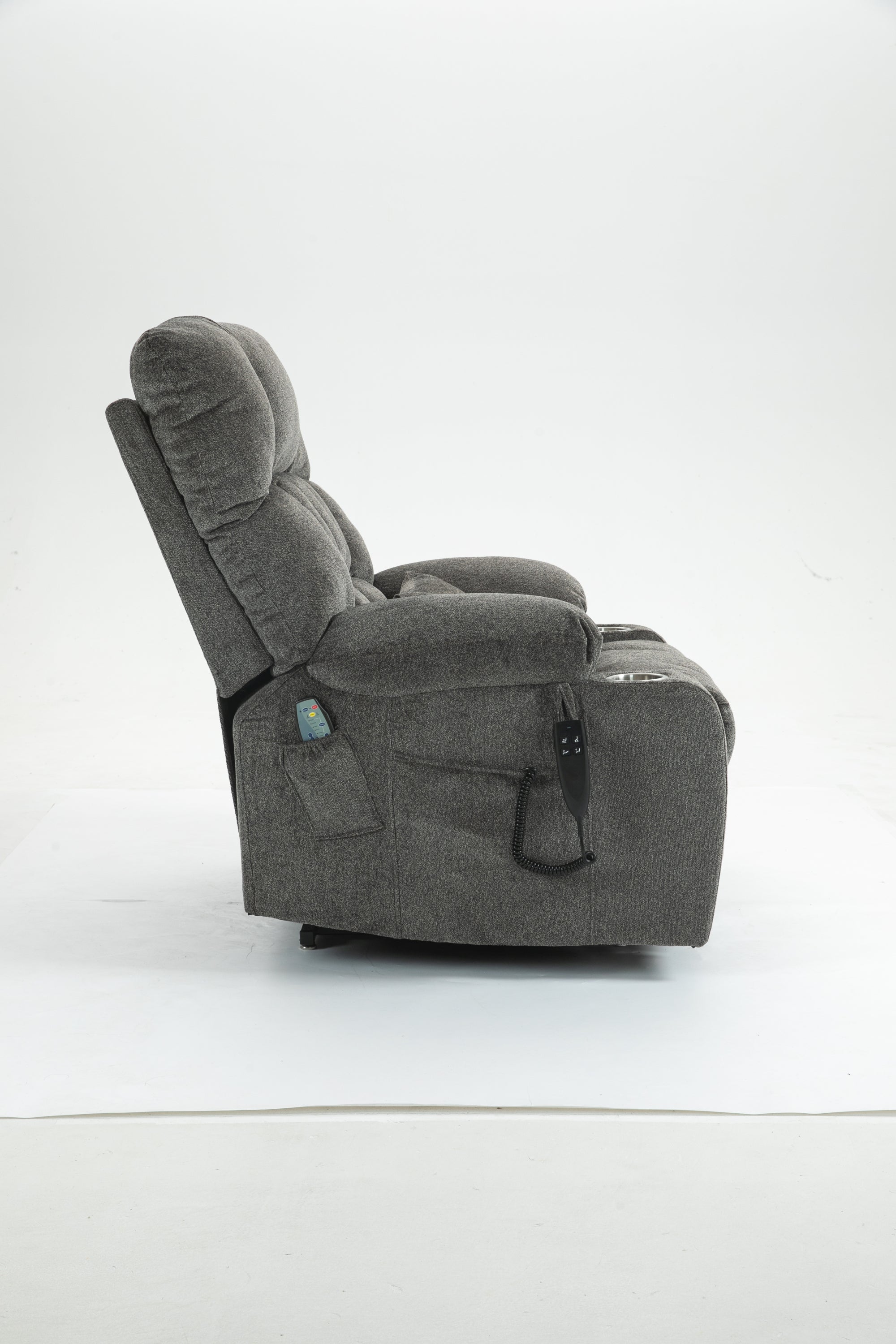 Lift Chair for Big and Tall Person with Inconvenient Legs: High Density Foam Lift Sofa with Heat and Massage, 2 Pockets, 2 Cup Holder, 2 Remote, OKIN Motor - Grand Goldman Shop