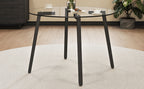 Modern simple style round transparent tempered glass table, tempered glass table top, black metal legs, suitable for kitchen, dining room and living room, 42 '*42' *29.5 '1123r - Grand Goldman Shop