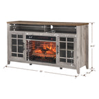 55 inch TV Media Stand with Electric Fireplace KD Inserts Heater,Gray Wash Color - Grand Goldman Shop