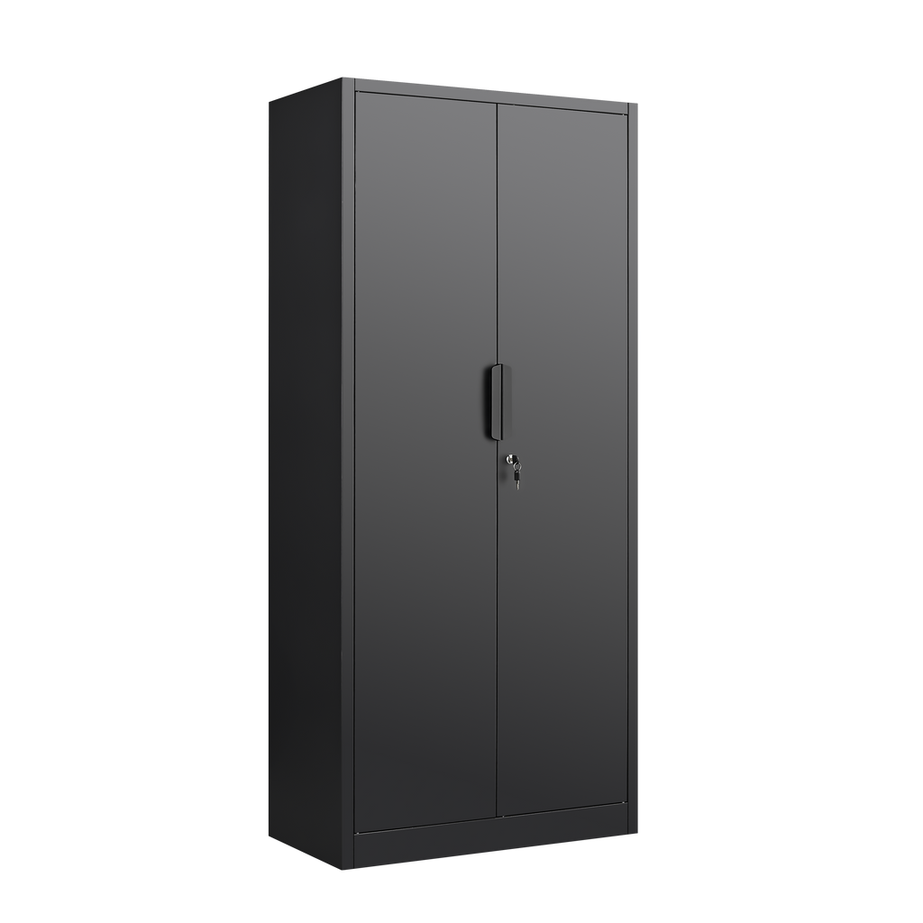 70-Inch Black 2-Door File Cabinet with Lock, 4 Adjustable Shelves, Heavy-Duty Steel Construction for Commercial and Home Offi