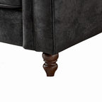 Chesterfield Faux Leather Sofa, High-tech Fabric Roll Armrest, Black, 66' - Grand Goldman Shop