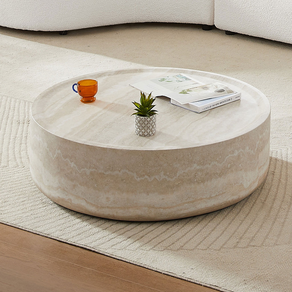 31.49''  Faux MARS Pattern Coffee Tables for Living Room Round Tea table for Living Room, No Need Assembly. - Grand Goldman Shop