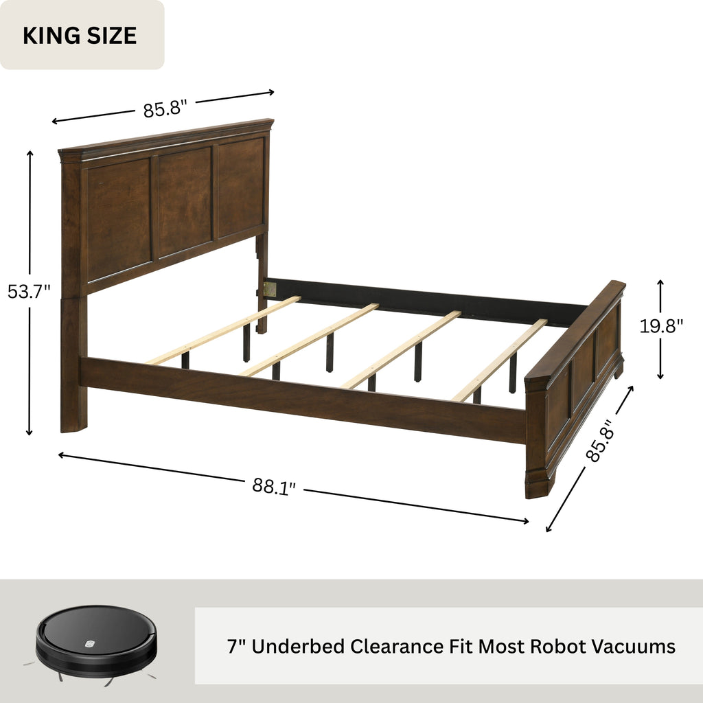 Maderne Traditional Wood Panel 6 pieces King Bed set with Dresser, Mirror, Two Nightstands, Chest - Grand Goldman Shop