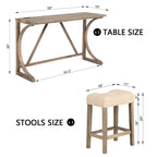 4-Piece Bar Table Set with Power Outlet, Dining Bar Table and Chairs Set, Bar Table Set with 3 Padded Stools for Living Room, Dining Room, Game Room, Brown - Grand Goldman Shop