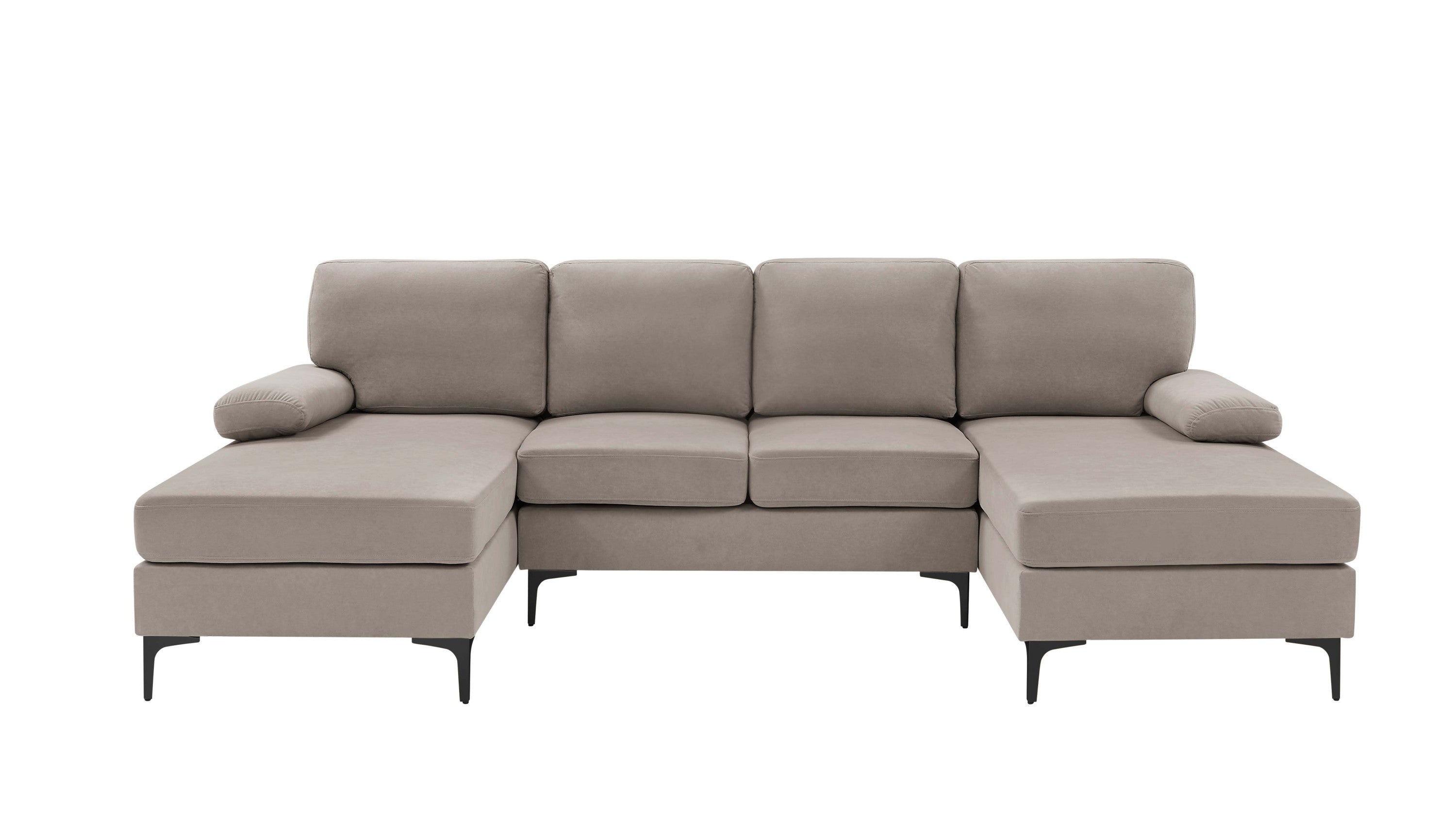Polyester Blend Upholstered U-Shape Sectional with Metal Legs - Grand Goldman Shop