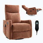 Orange Heat Massage Manual Recliner Chair with Rocker and Swivel in Fabric for Living Room - Grand Goldman Shop