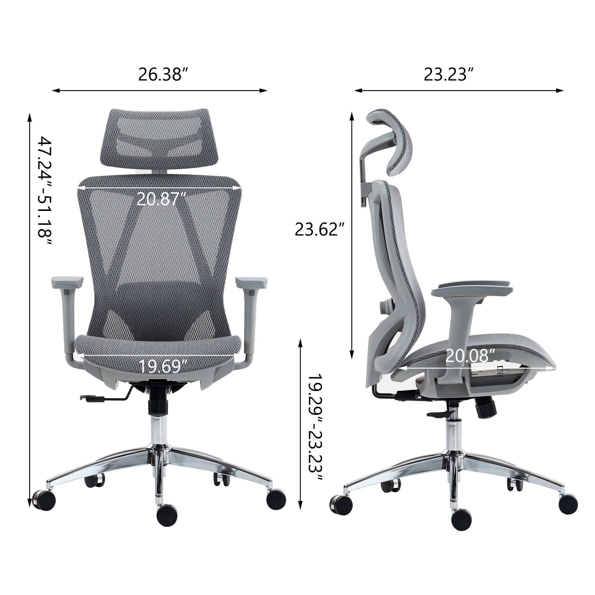 High Back Mesh Office Chair:8360HW-GR - Grand Goldman