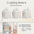 White Vanity Table with Mirror, Adjustable LED Lights, Power Outlet, Hairdryer Holder & Stool – Compact Dressing Desk for Small Bedrooms - Grand Goldman Shop