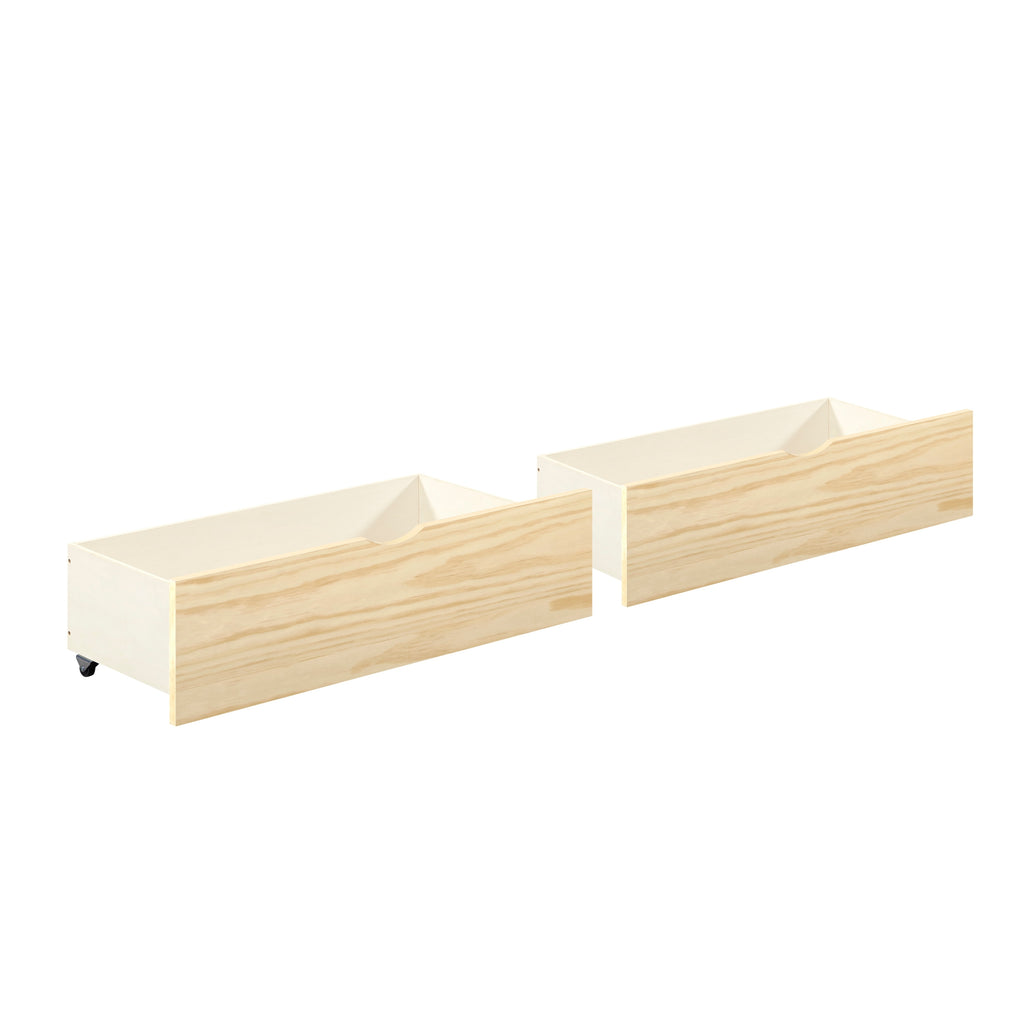 Natural Pine Finish 2pcs Storage Boxes with Caster Wheels Transitional Bedroom Furniture Under-Bed Toy Boxes - Grand Goldman Shop