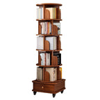 (UPGRADED) Rotating Bookshelf, 360 Display Corner Bookshelf for Small Space, 6 Tier Bookcase Storage Rack with Wheels, Wood Narrow Organizer for Bedroom, Living Room, Study Room, Walnut Brown - Grand Goldman Shop