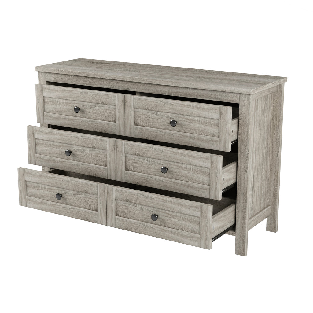 3-Pieces Bedroom Sets Queen Size Farmhouse Platform Bed with Double Sliding Door Storage Headboard and Charging Station, Storage Nightstand and Dresser, Antique Gray(Old SKU HL000092AAG) - Grand Goldman Shop