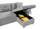 MEGA convertible corner sofa with armrest storage, living room and apartment sectional sofa, right chaise longue and grey - Grand Goldman Shop