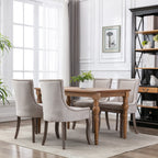 A&A Furniture Ultra Side Dining Chair with Thickened Fabric and Bronze Nail Head, Beige, Set of 2 - Grand Goldman Shop