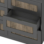 4-Pieces Bedroom Sets, Queen Size Farmhouse Platform Bed with Wooden Strip Stickers Decoration, Storage Nightstand and Dresser with Metal Handle, Black(Old SKU: HL000191AAB) - Grand Goldman Shop