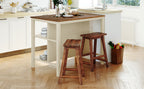 TOPMAX Rustic 3-piece Stationary Kitchen Island Set with Butcher Block and Seating, Walnut and Cream White - Grand Goldman Shop