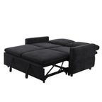 Black Convertible Sofa Bed Loveseat with Adjustable Backrest and USB Ports, 62.75' Chenille Upholstered Couch for Living Room or Small Space - Grand Goldman Shop