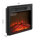 Electric Fireplace Insert 18' 1400W 120V ,Equipped with remote control, ultra thin heater with log set & realistic flame - BLACK - Grand Goldman Shop