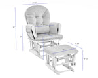 Mason Glider and Ottoman White Wood and Gray Fabric - Grand Goldman Shop
