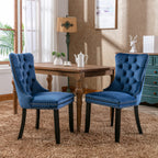 Nikki Collection Modern, High-end Tufted Solid Wood Contemporary Velvet Upholstered Dining Chair with Wood Legs Nailhead Trim 2-Pcs Set,Blue, SW2001BL - Grand Goldman Shop
