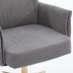 Ergonomic Mid-Back Office Chair with Striped Fabric in Gray, Corduroy Upholstery, Ideal for Work, Study, or Relaxation | Prem
