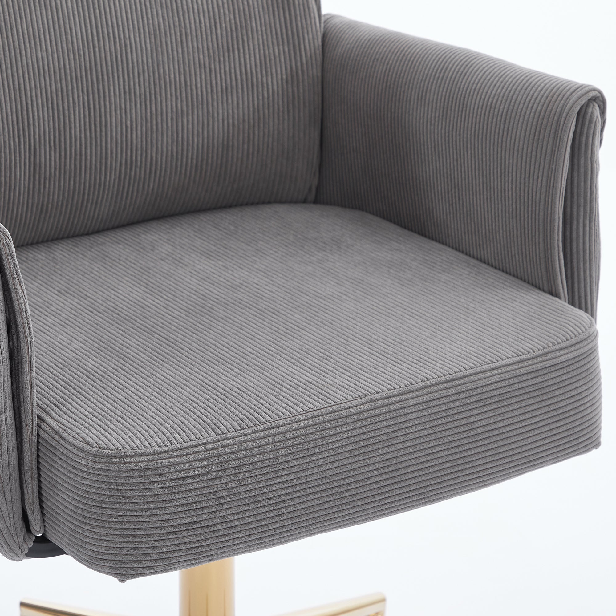 Ergonomic Mid-Back Office Chair with Striped Fabric in Gray, Corduroy Upholstery, Ideal for Work, Study, or Relaxation | Prem