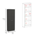 Multistorage Pantry Cabinet, Five Shelves, Double Door Cabinet -Black - Grand Goldman