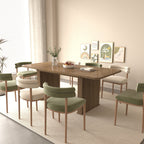 Modern Dining Table for 6-10 People, Wood Kitchen Table with Double Robust Pedestal, Wooden Dinner Table for Dining Room - Grand Goldman Shop