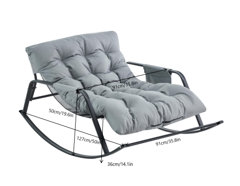 Rocking Chair with Extra-Wide Technical leather  Upholstered Gliding Chair Boucle Reclining Chair, Modern Accent Chair for Living Room Nursery Bedroom -Grey - Grand Goldman Shop