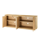 Sideboard Storage Cabinet TV Stand with wave pattern Buffet Cabinet Wooden Vertical Striped Cabinet for Kitchen/Bedroom/Entryway. Natural, 64''W x 15''D x 24''H. - Grand Goldman Shop