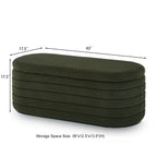 Modern Oval Storage Ottoman Bench, Upholstered Boucle Teddy Fabric End of Bed Bench with Storage, End of Bed Stool with Safety Hinge for Bedroom, Living Room, Entryway, Dark Green - Grand Goldman Shop