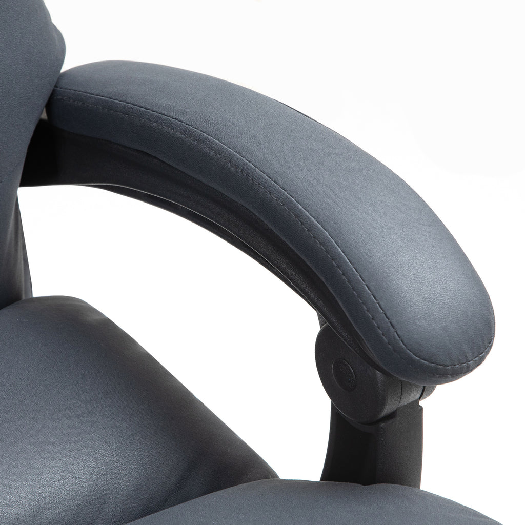 Microfibre Massage Office Chair, Heated Reclining Chair with Footrest, Dark Gray - Grand Goldman