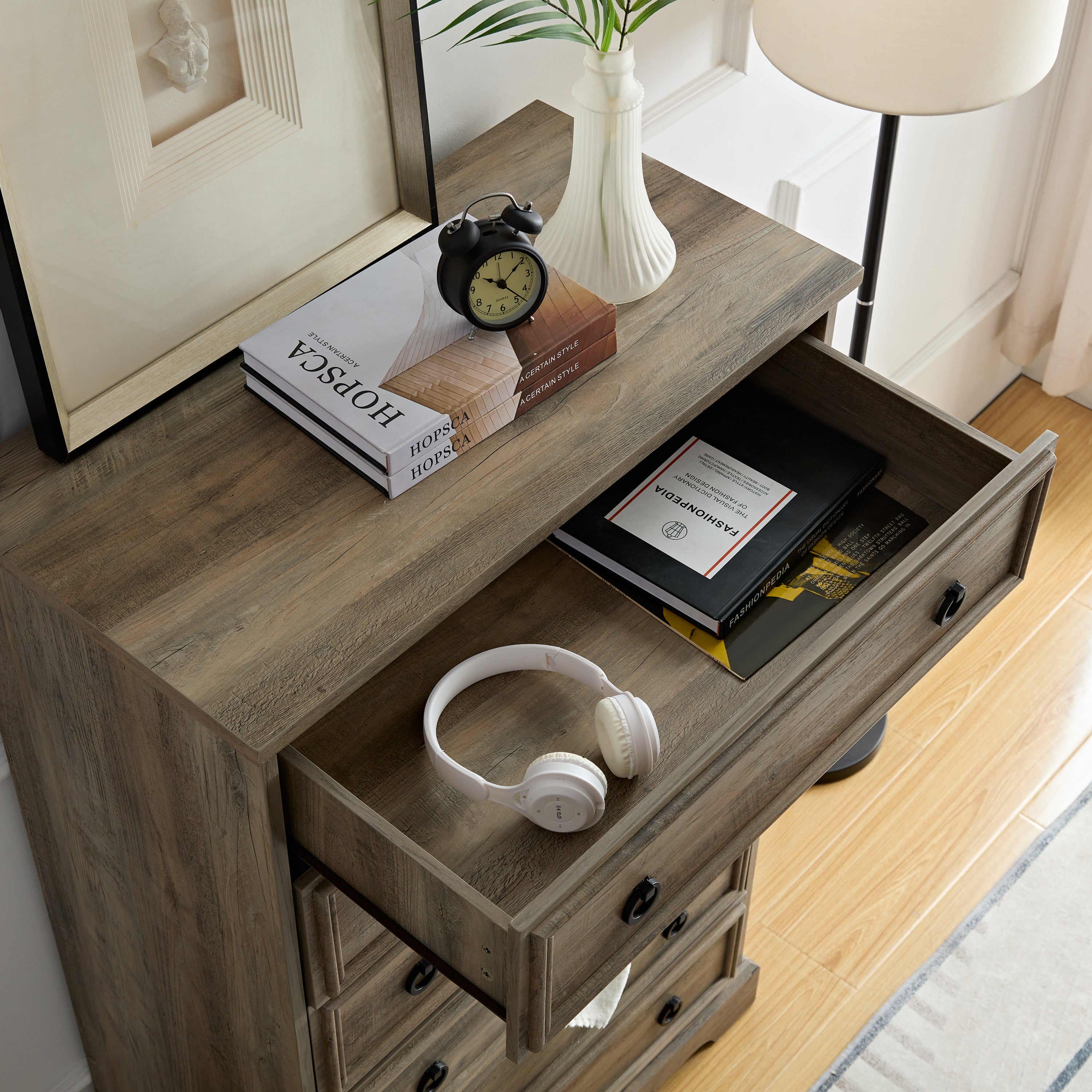 Modern 6 Drawer Dresser, Dressers for Bedroom, Tall Chest of Drawers Closet Organizers & Storage Clothes - Easy Pull Handle, Textured Borders Living Room, Hallway,L 29.53''*W15.75''*H48.03'' - Grand Goldman Shop