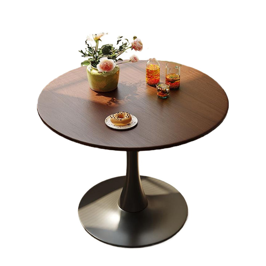 (Walnut Color) Round Table, ∅31.5'' Modern Dining Table, Dining Table,MDF Top and Steel Base Tulip Round Kitchen Table,Kitchen Table, Mid Century Coffee Table for Living Room, Oval Dining Table - Grand Goldman Shop