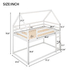 Twin over Twin Low Bunk Bed with Ladder, White - Grand Goldman Shop