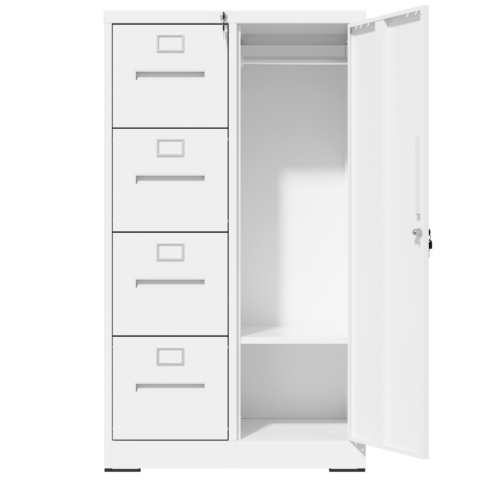 Metal Storage Vertical Filing Cabinet with Lock, Steel File Locker with 4 Drawers and 1 door for School, Living Room, Bedroom