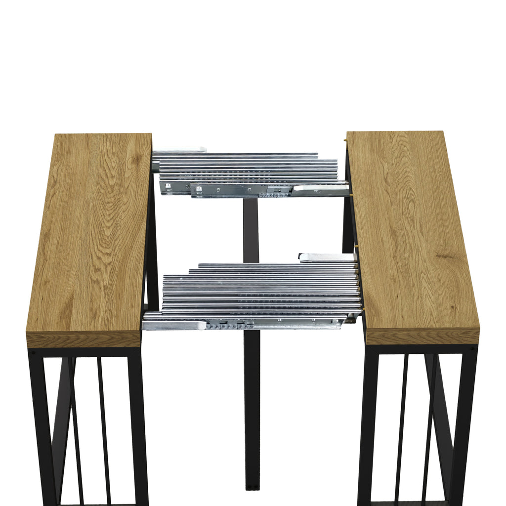 23.62' - 118' Stretching Length, Modern Extendable Dining Table,Seats 2-10 People,,Space-Saving Wood Dining Table for Kitchen/Dining Room/Living Room,,Perfect for Family Gatherings/Parties(Wild oak) - Grand Goldman Shop