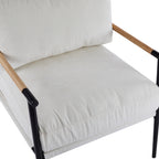 Modern Accent Chair with Plush Cushions, Metal Frame, Wooden Armrest - Cozy Seating for Living Room, Bedroom, Office - Grand Goldman Shop