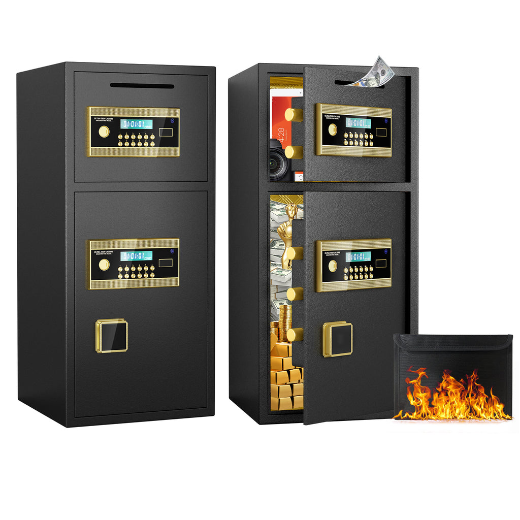 Large Double-door Coin-operated Safe, Digital Security Safe with Fireproof and Waterproof Bag, 6.5 Cubic Feet Safe Box with H