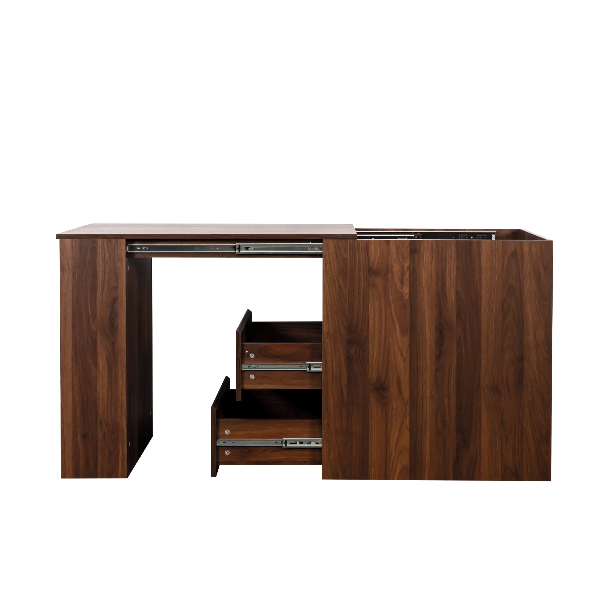 Computer Desk with Drawers, Modern Corner Home Office storage with extendable table, Study Writing Desk Workstation for Home,