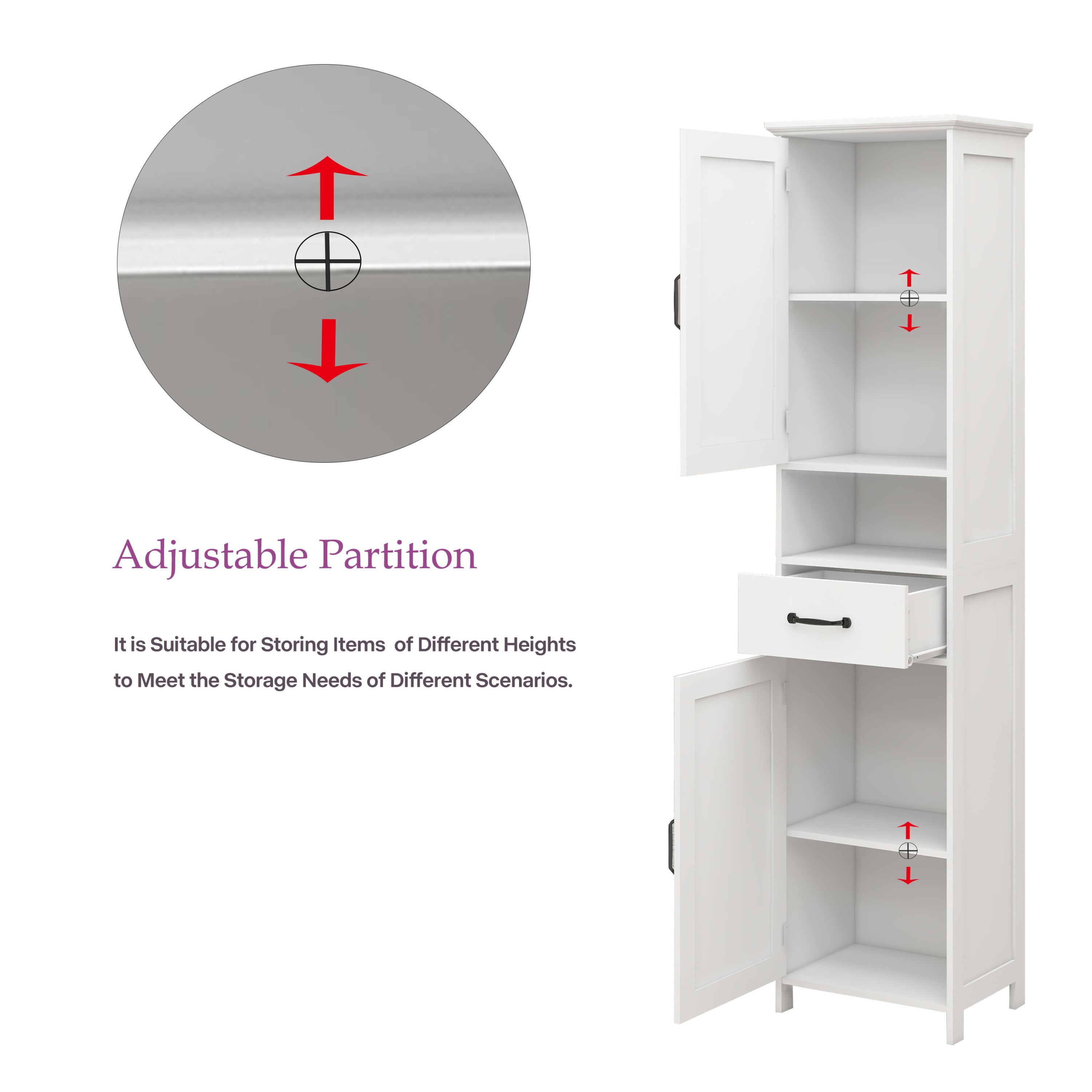 Double Door Narrow Height Slim Floor Standing Cabinet - Grand Goldman Shop