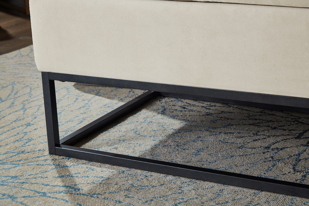 58.6' Bed Bench Metal Base with Storage Beige Velvet - Grand Goldman Shop