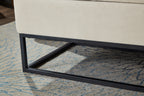 58.6' Bed Bench Metal Base with Storage Beige Velvet - Grand Goldman Shop