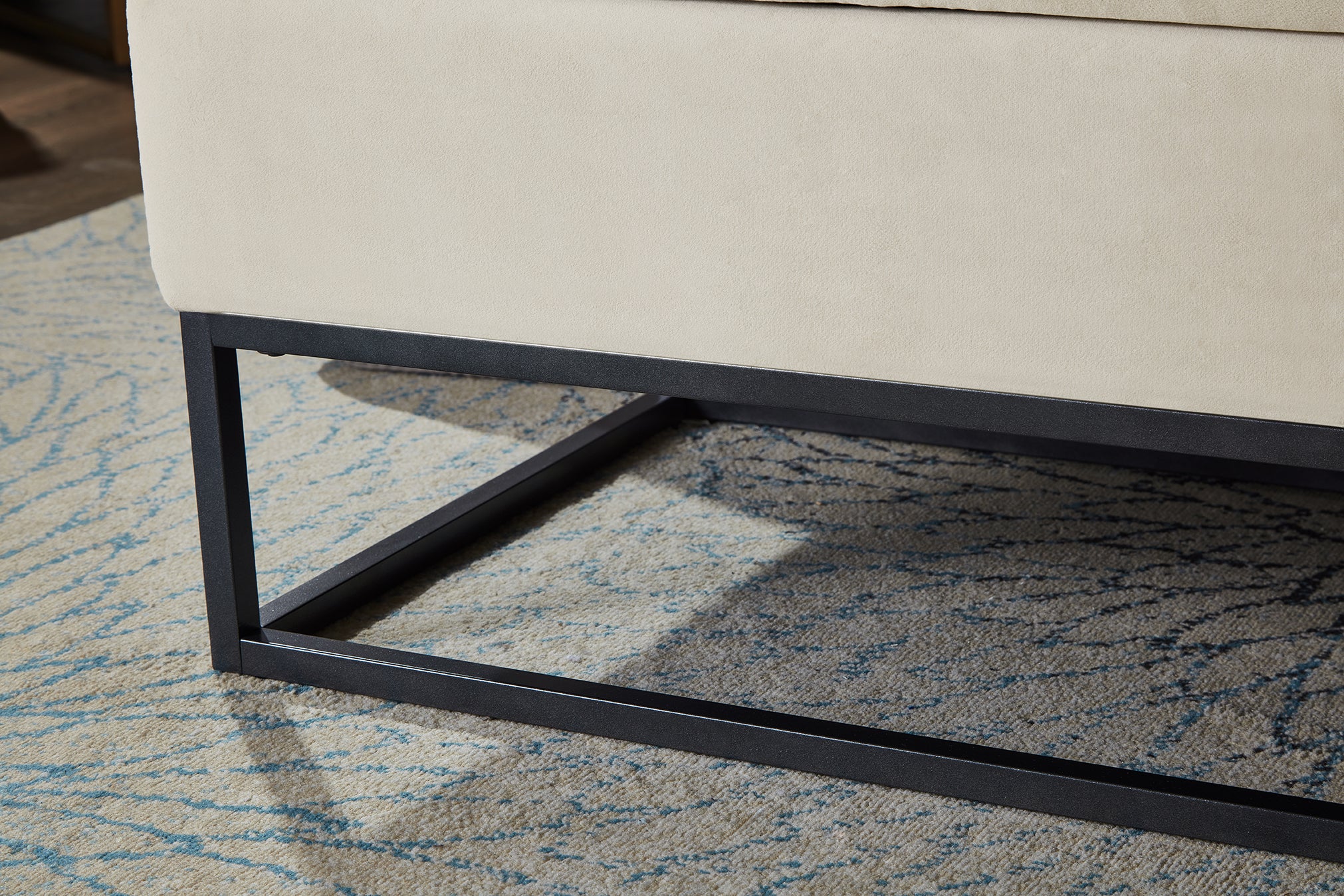 58.6' Bed Bench Metal Base with Storage Beige Velvet - Grand Goldman Shop