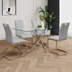 Modern Dining Chairs with Faux Leather Padded Seat Dining Living Room Chairs Upholstered Chair with Chrome Metal Legs Design for Kitchen, Living, Bedroom, Dining Room Side Chairs Set of 4 - Grand Goldman Shop